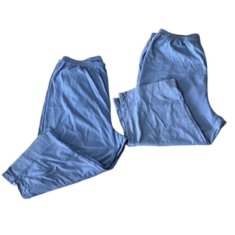 Fresh Produce Pants XL Blue Cotton Pull On Wide Leg Capri Lot of 2 USA Elastic W